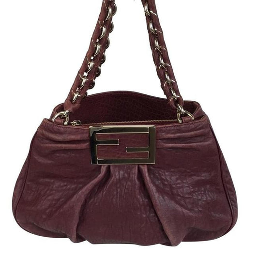 Fendi Shoulder Bag Multiple Hobo Mia Compartment Style Purple With Gold Suede And Leather Satchel