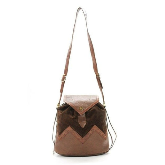 Gucci Toffee Brown Leather And Dark Brown Suede Early Diamante Line Bucket Bag