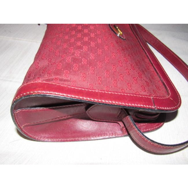 Gucci Vintage Pursesdesigner Purses Burgundy Small G Logo Canvas And Leather Leathercanvas Shoulder