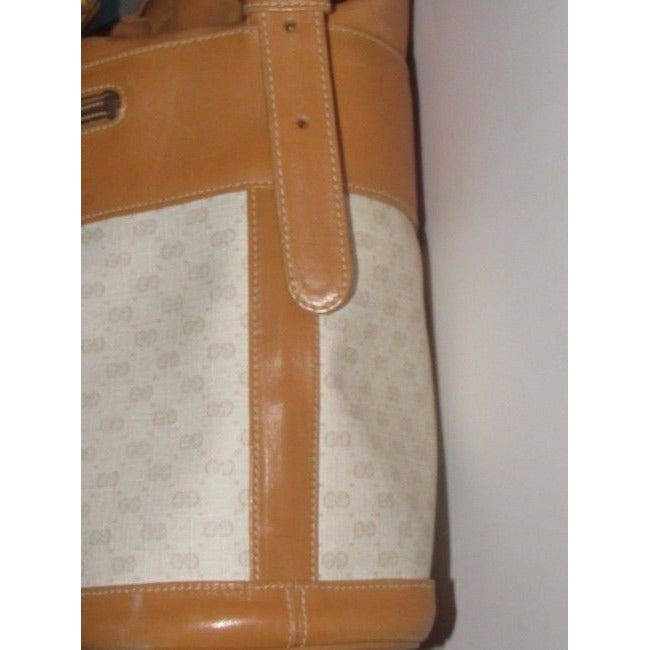 Gucci Vintage Pursesdesigner Purses Camel Leather And A Camel Small G Print On Ivory Coated Canvas S