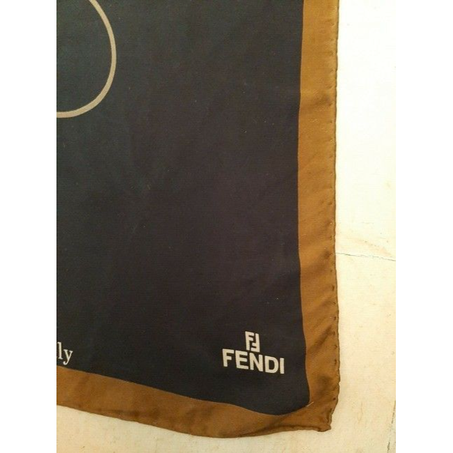 Fendi Shades Of Brown Black White Extra Large Silk Scarf