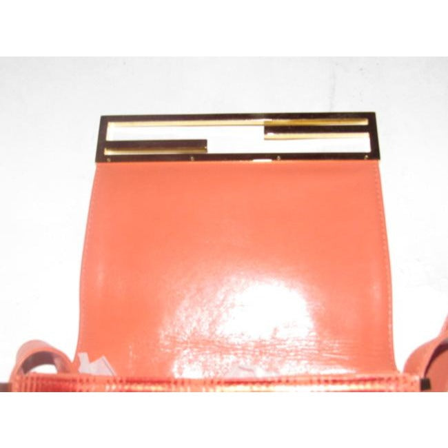 Fendi Textured Saddle Metallic Orange Op Art Print Leather Shoulder Bag