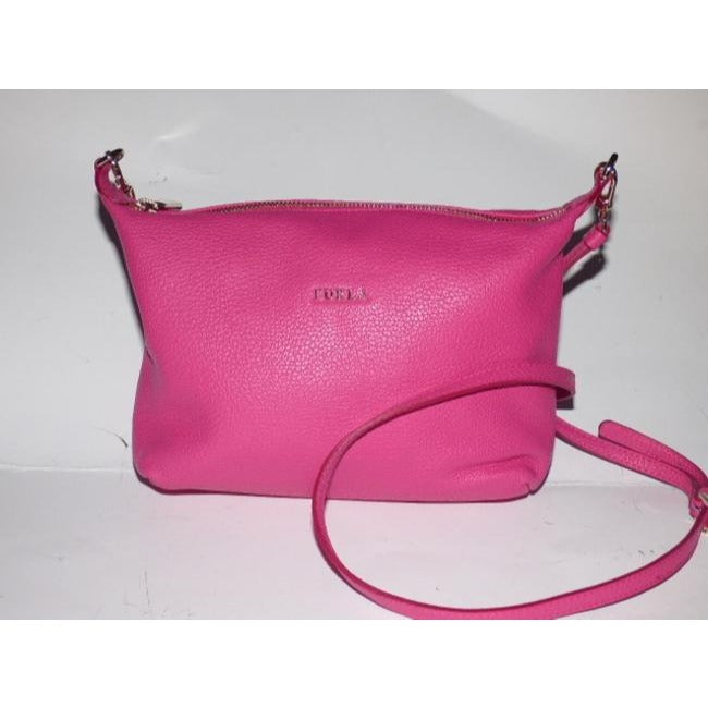 NWT, Furla, textured hot pink leather, two-way style, cross body, shoulder, or top handle, purse with built in cards slots!