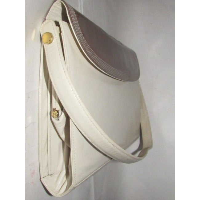 SALE! Bally Vintage Taupe & Ivory Leather Shoulder Bag