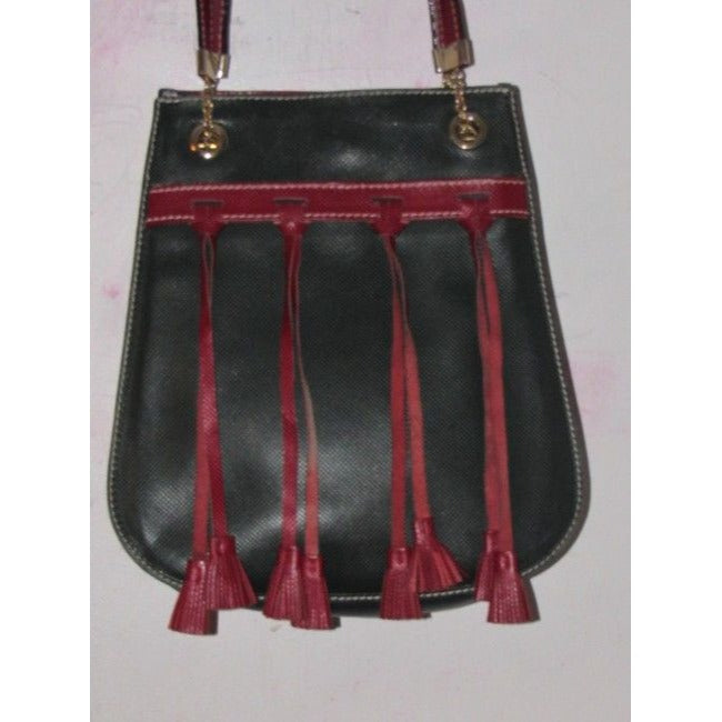 Bottega Veneta Vintage Pursesdesigner Purses Textured Blue Leather With Red Leather Accents Satchel