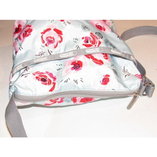 Lesportsac Grey Blue Red And Pink Floral Print Nylon Cross Body Bag