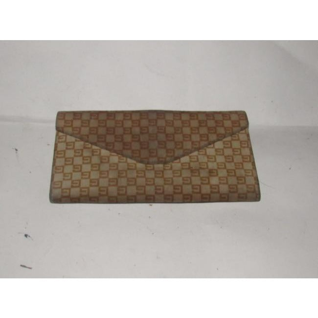 Gucci Brown Square G Logo Print Suede And Brown Leather Vintage Wallet