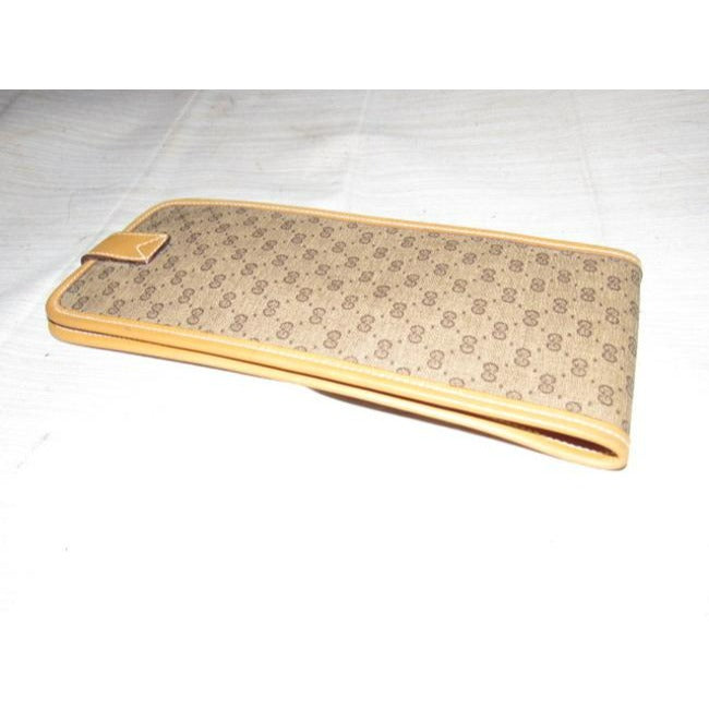 Gucci Brown Small G Logo Coated Canvas Leather Or Eyeglass Case Vintage Wallet