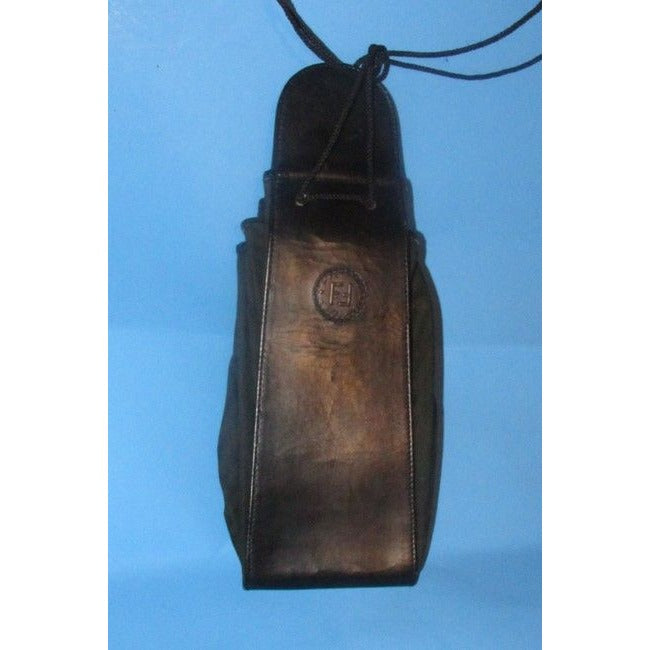 Fendi Early By Karl Lagerfeld Drawstring Fan Purse Black Thin Striped Print Canvas And Hard Black Le