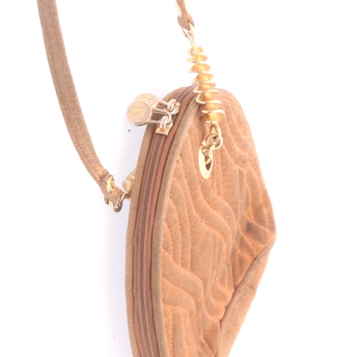 RARE, Fendi, caramel quilted suede, two way style purse with a 'pasta' or 'noodle' design in the quilted suede & hardware