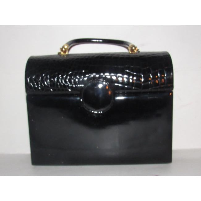 La Regale Vintage Pursesdesigner Purses Black Lucite And Black Patent Leather Satchel