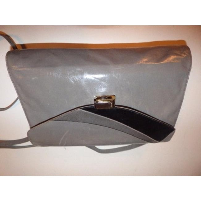 Bally Vintage Pursesdesigner Purses Patent Leather In Shades Of Grey And Black Cross Body Bag