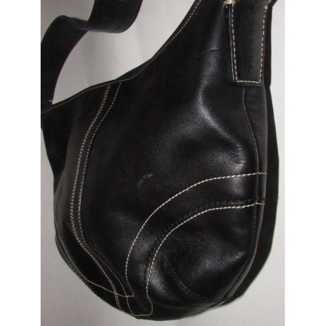 Coach Vintage Pursesdesigner Purses Black Buttery Soft Leather With White Contrast Stitching Hobo Ba