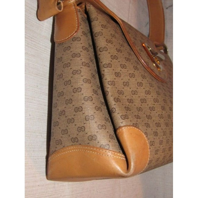 Gucci Brown Micro Guccissima Print Jackie satchel w a 'G' Twist Clasp