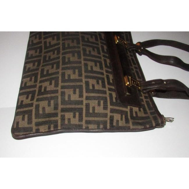 Fendi Vintage Pursesdesigner Purses Zucca Print In Shades Of Brown Coated Canvas And Leather Satchel