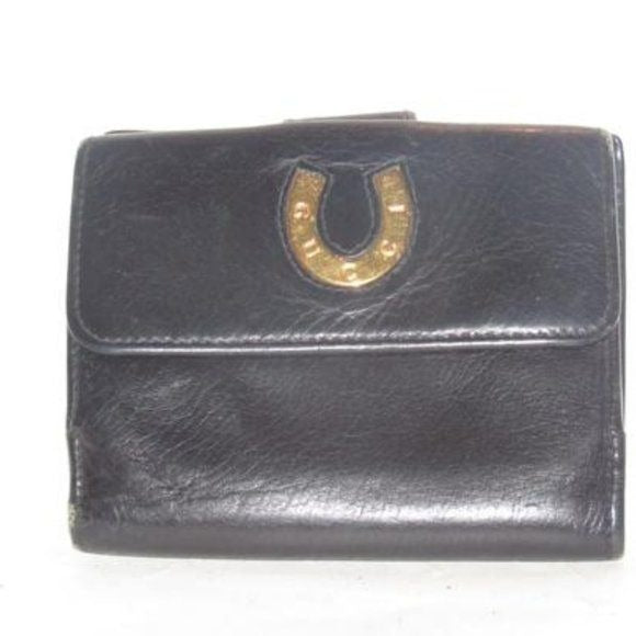 Gucci Supple Black Leather Bi-fold Horseshoe