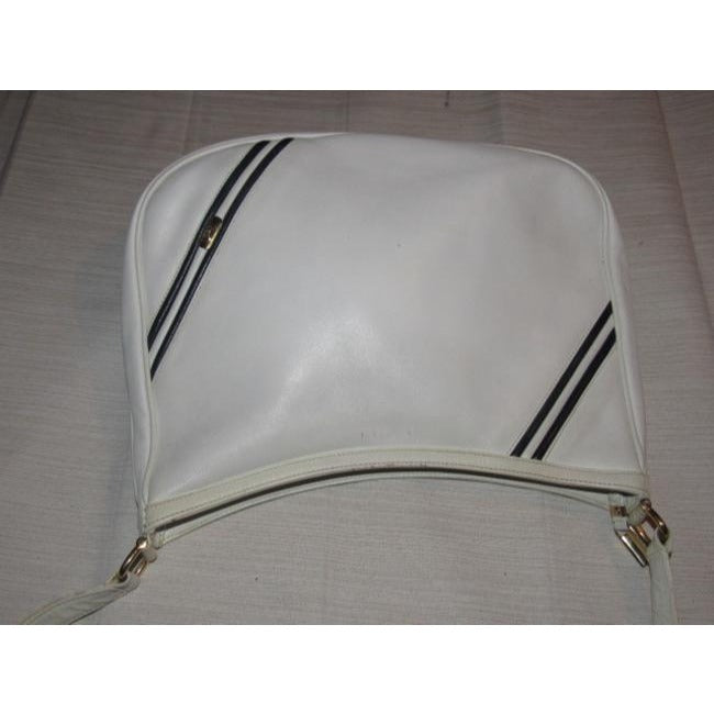 Gucci Gg Supreme Hobo With Dimensional Diagonal White Leathernavy Stripes Shoulder Bag