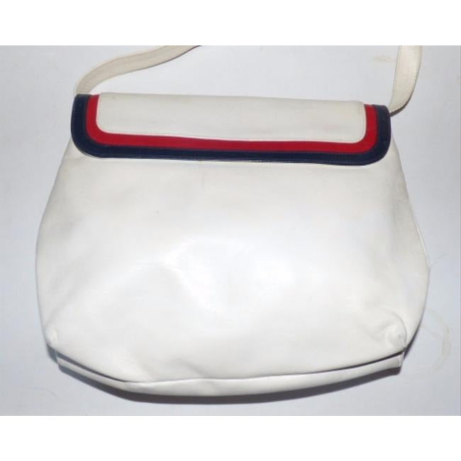 Salvatore Ferragamo Shoulder Bag Clutch Color Block Envelope Top Cross Body Or White Leather W Red A