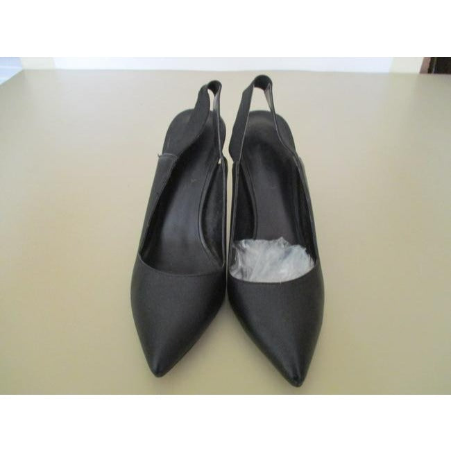 Aldo Black Crosshatched Pointed Toe Elasticized Slingback Pumps Size Us