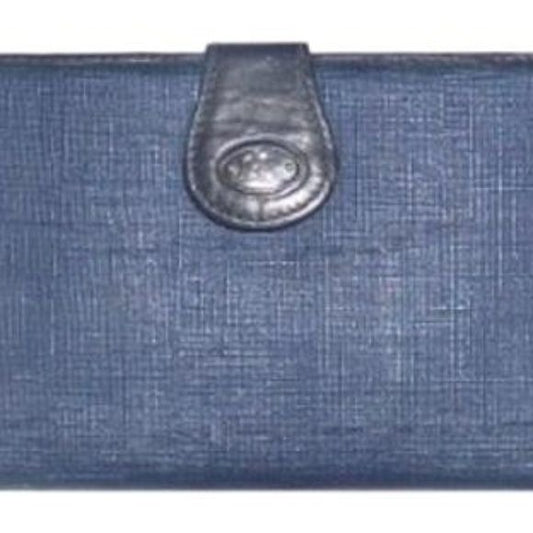 Gucci  Vintage Navy Coated Canvas Leather Checkbook Wallet