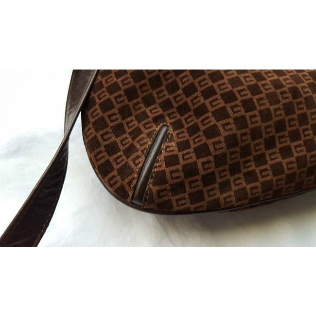 Gucci Vintage Brown Leather And Gg Leather Hobo Bag