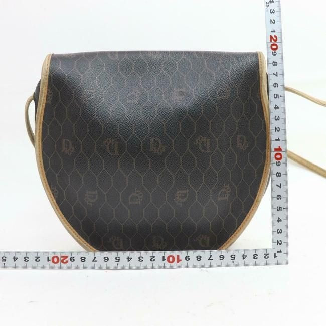 Dior Vintage Purse Camel Honeycomb Print On Grey Coated Canvas And Camel Leather Cross Body Bag