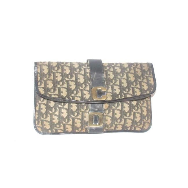 Dior Belt W Two Way Pursebelt Gold Cd Accentremovable Strap Blackgrey Trotter Print Leather And Canv