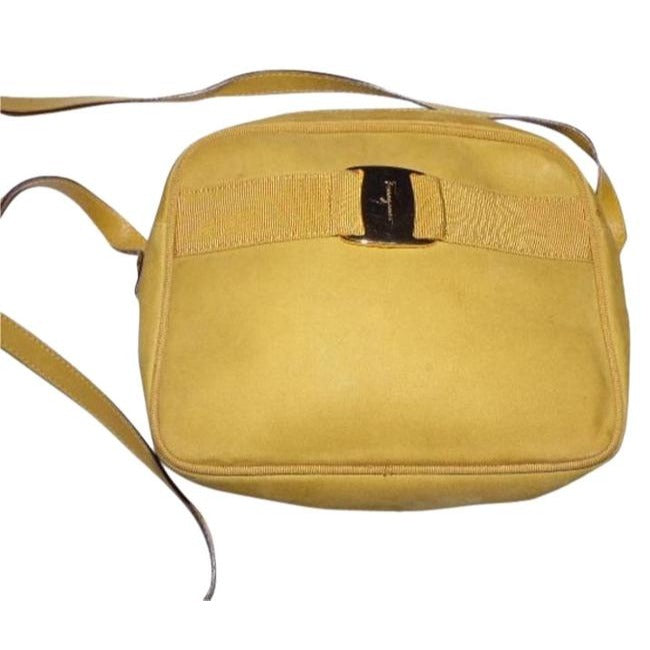 Salvatore Ferragamo Vara Ribbon Mustard Yellow Suede And Leather Cross Body Bag