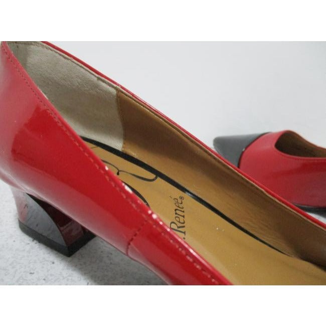 J Renee Red And Black Jipsy Stunning Patent Squared Pumps Size Us