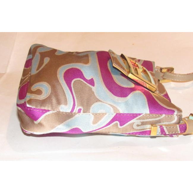 Fendi Limited Edition Colorful Print Silk & Leather Baguette