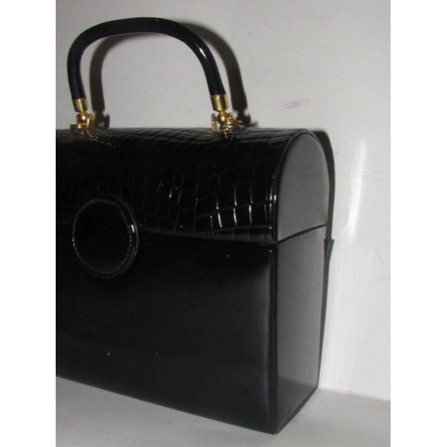 La Regale Vintage Pursesdesigner Purses Black Lucite And Black Patent Leather Satchel