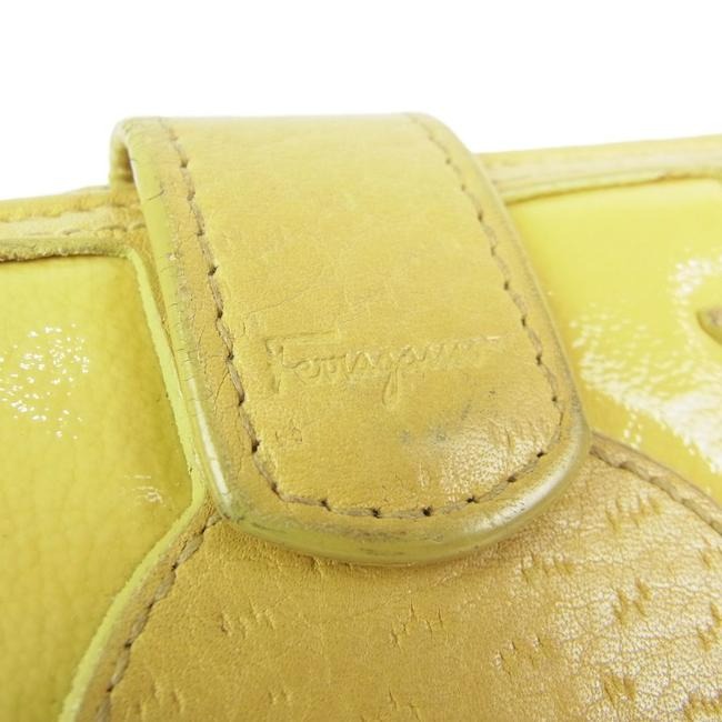 Salvatore Ferragamo Pale Yellow Patent Leather And Leather Vintage Wallet