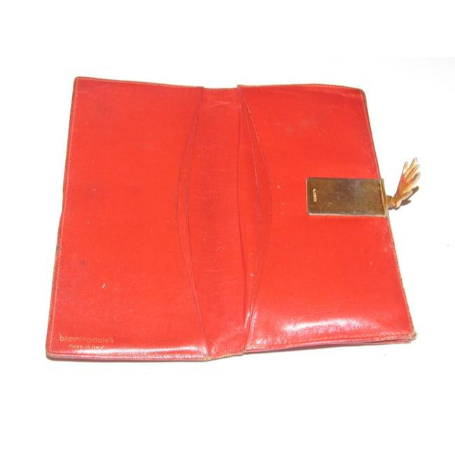 Gucci Red Leather With Gold Hand Clasp Vintage Wallet