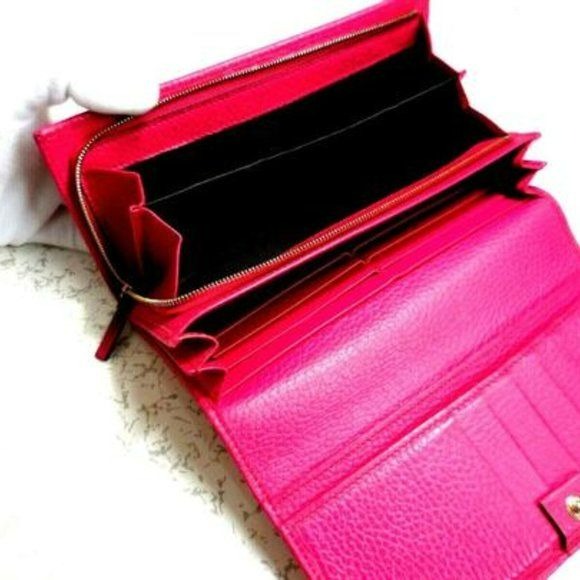 Gucci Fuchsia W Gold Hardware XL Checkbook Size