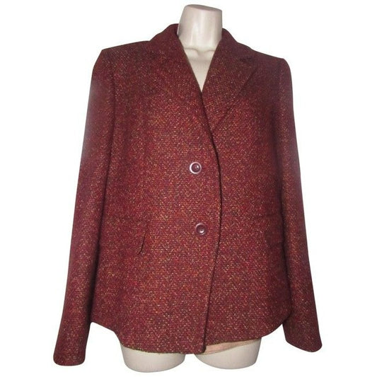 Max Mara Burgundy Tweed With Browns And Yellows Blazer