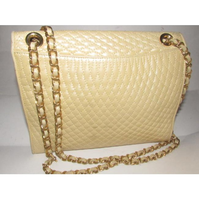 Bally Vintage Pursesdesigner Purses Pale Yellow Quilted Leather Shoulder Bag