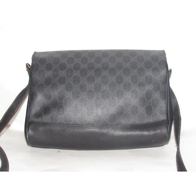 Gucci Guccissima Envelope Grey On Black G Logo Print Leather