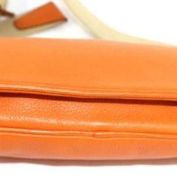 Prada Orange Leather Messenger Bag with a Canvas Strap