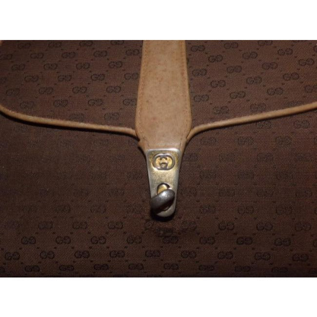 Gucci Vintage Purses Camel Leather Brown Small G Logo Print Canvas And Cross Body Bag