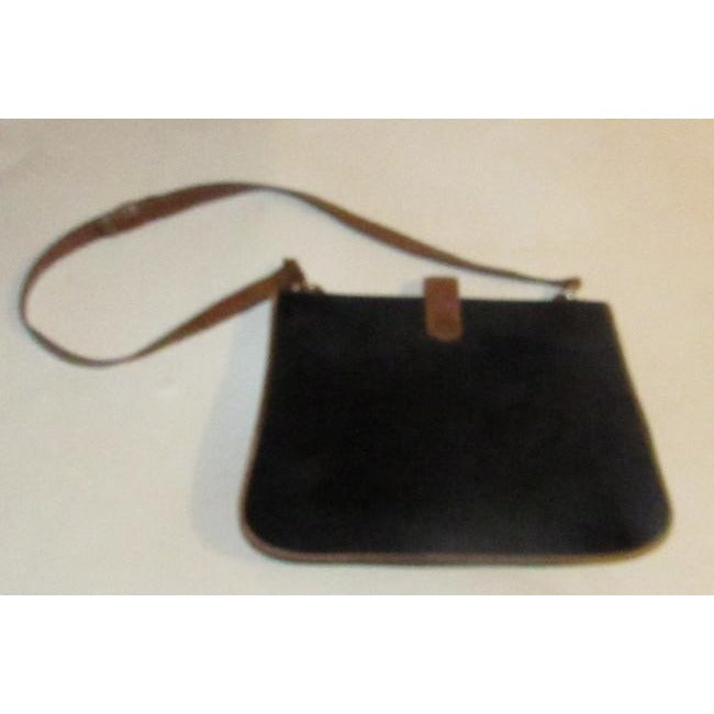 Mark Cross Vintage Pursesdesigner Purses Black Suede And Brown Leather Shoulder Bag