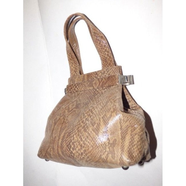 Stuart Weitzman Vintage Pursesdesigner Purses Python Leather In Shades Of Brown Clutch