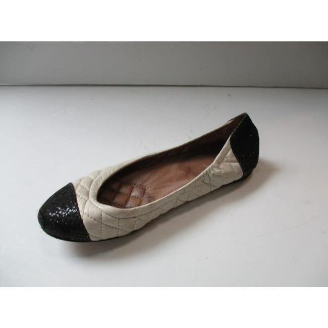 Vince Camuto Black And Cream Quilt With Glitter Ballet Flats Size Us