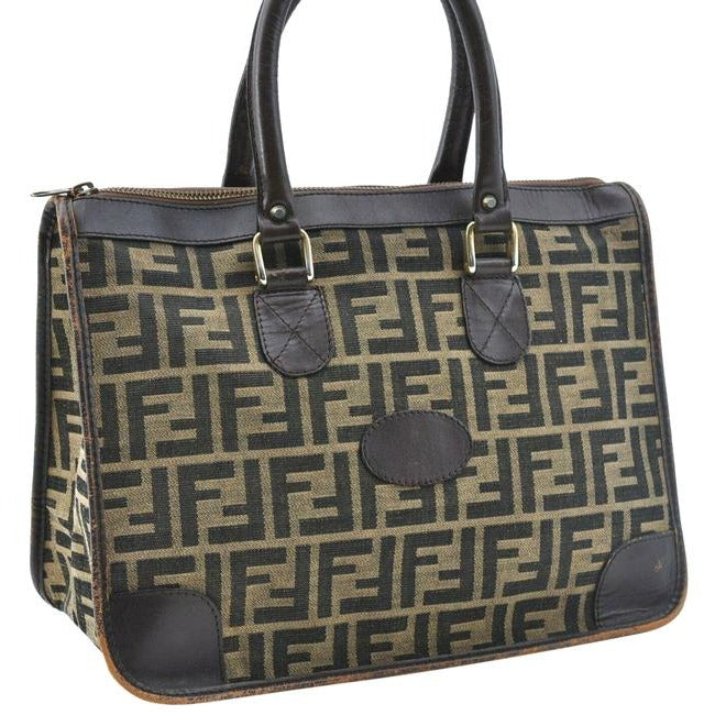 Fendi Top Handle Tobacco Zucca Print Canvas And Leather Satchel