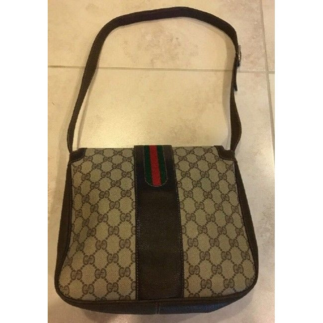 Gucci Ophidia Top Handle Tote Gg Supreme Shelly Stripe Shades Of Brown With Large G Logo Print Leath