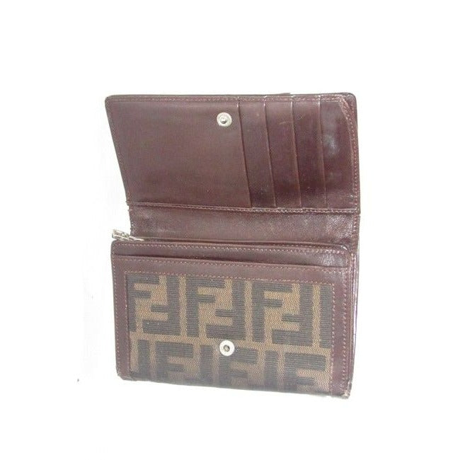 Fendi Tobacco Zucca Print Tri Fold Unisex Wallet