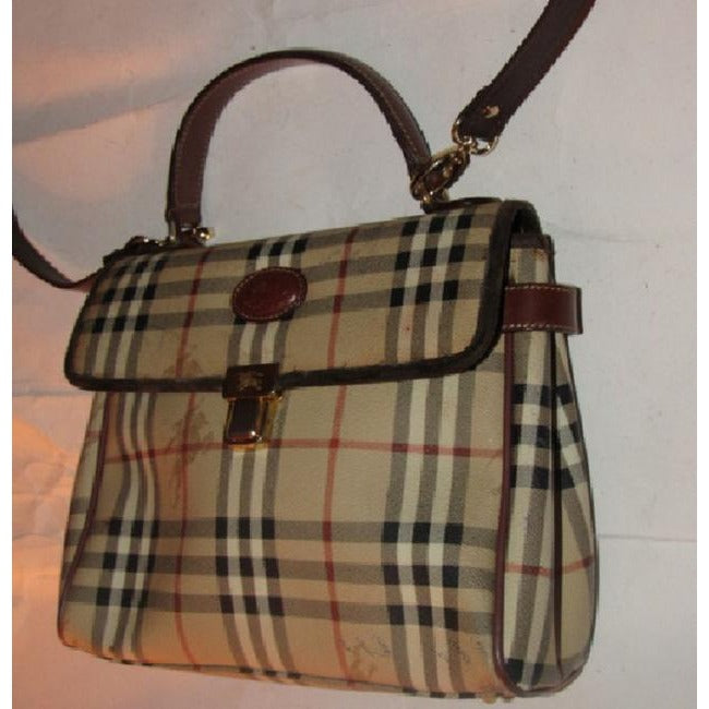 Burberry Two Way Top Handle Satchelcross Body Or Shoulder Purse British Tan Leatherhaymarket Nova Ch