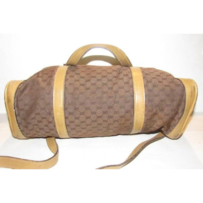 Gucci Boston Bag Guccissima Two Way Brown Micro G Print Canvas And Leather Satchel