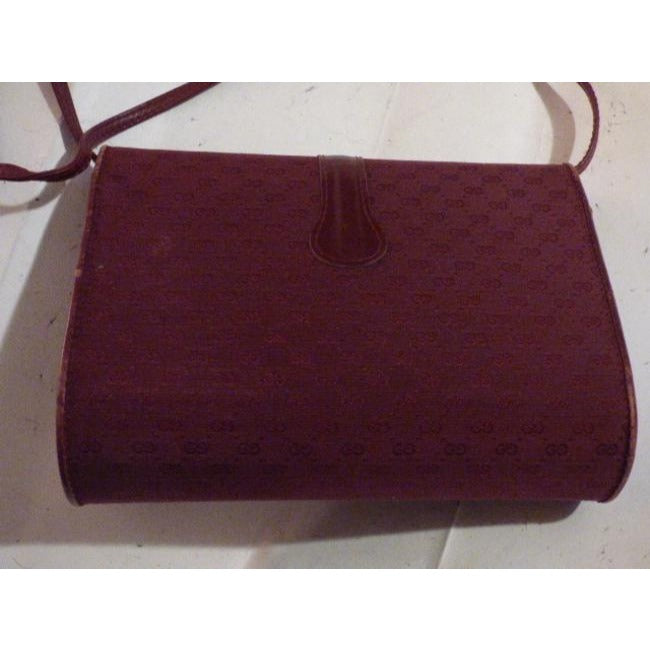 Gucci Vintage Pursesdesigner Purses Burgundy With Small G Logo Print Canvasleather And Shoulder Bag