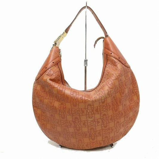 Gucci Brown Embossed Horse-Bit Design Leather Hobo Bag
