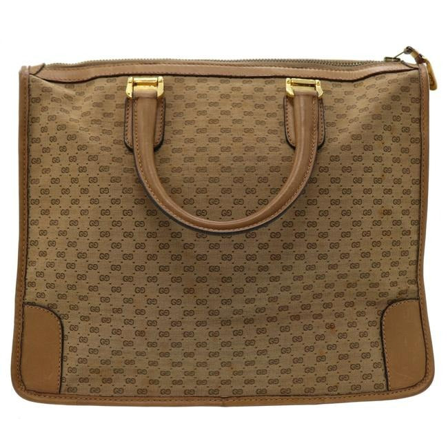 Gucci Bamboo Buckle Top Handle Bag Xl Vintage Micro Guccissima Logo Print With Front Pocket Brown